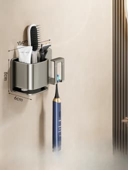 Toothbrush Rack Without Punching Brushing Cup Mouthwash Cup Rack Wall-mounted Bathroom Family Toothbrush Toothbrush Rack