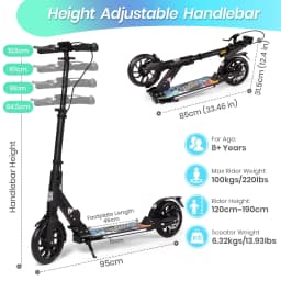 Kick Scooter for Teens & Adults, 200mm Big Wheels Foldable Scooter, Teens & Adult Scooters with LED Light-Up Deck
