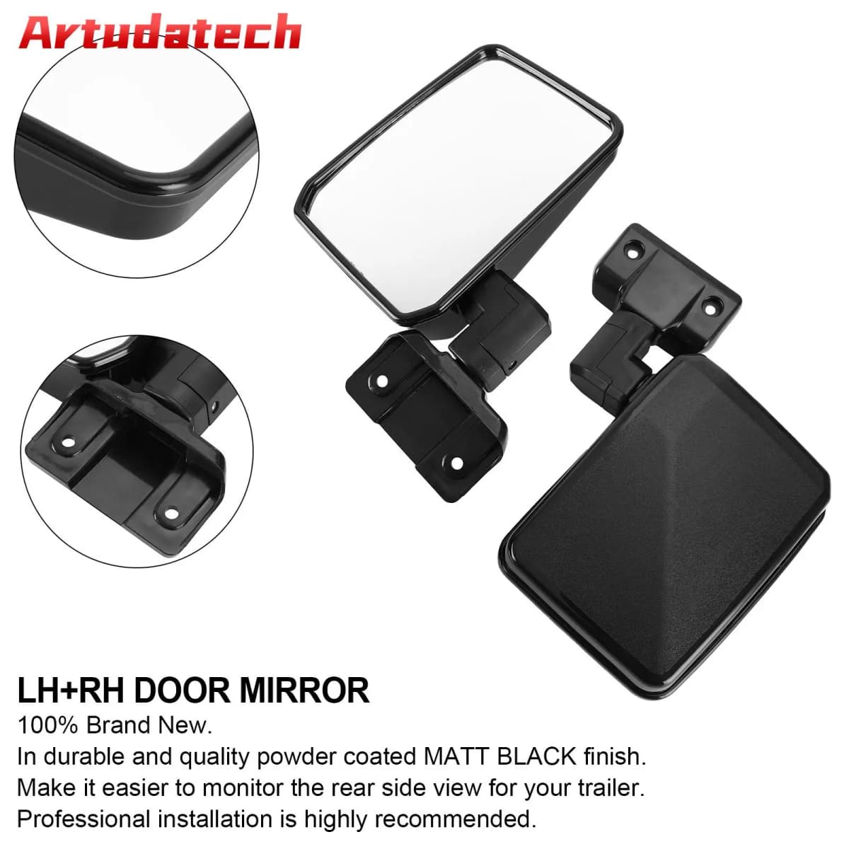 Artudatech Pair LH+RH Door Mirror For Toyota LandCruiser 70 75 78 Series Ute 1985-2007 2006 2005 2004