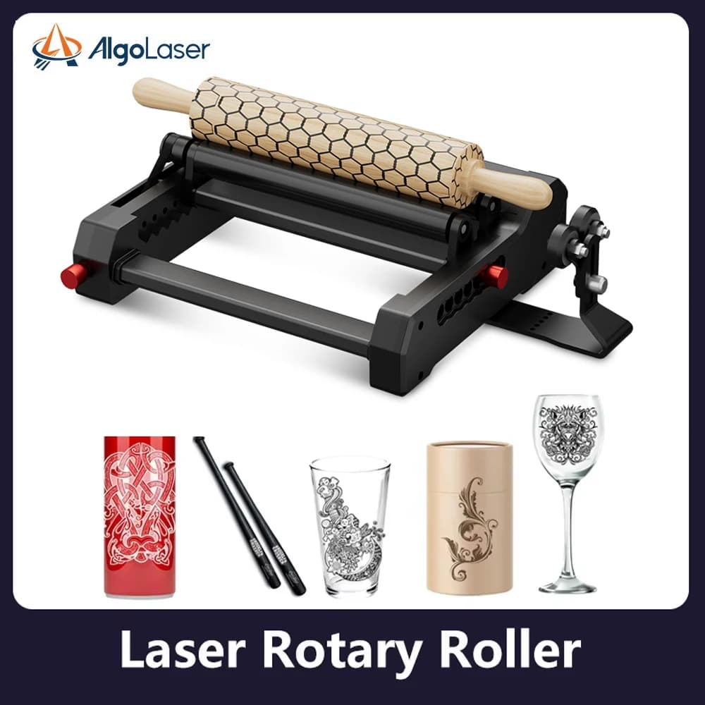 ALGOLASER 3D Printer Y-axis Rotary Roller Y-axis Rotary Tools RR2 Engraving Module for Column Cylinder Objects Cans Cups Bottles