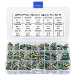 15/24/36 Values 225/460/925Pcs Aluminum Capacitors Set 16V-50V Aluminum Electrolytic Capacitors Assortment Kit with Storage Box