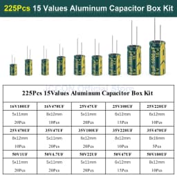 15/24/36 Values 225/460/925Pcs Aluminum Capacitors Set 16V-50V Aluminum Electrolytic Capacitors Assortment Kit with Storage Box