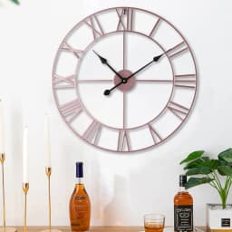 Voltsify 60CM Metal Round Wall Clock with , Rose Gold
