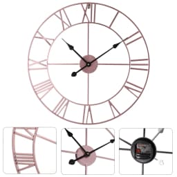 Voltsify 60CM Metal Round Wall Clock with , Rose Gold