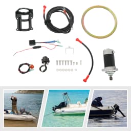 12V Electric Starter Conversion Kit for Suzuki 2-Stroke 40HP Outboard Motor, Black