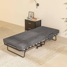 HOMCOM Folding Bed with Mattress Foldable Guest Bed on Wheels w/ Cover Dark Grey