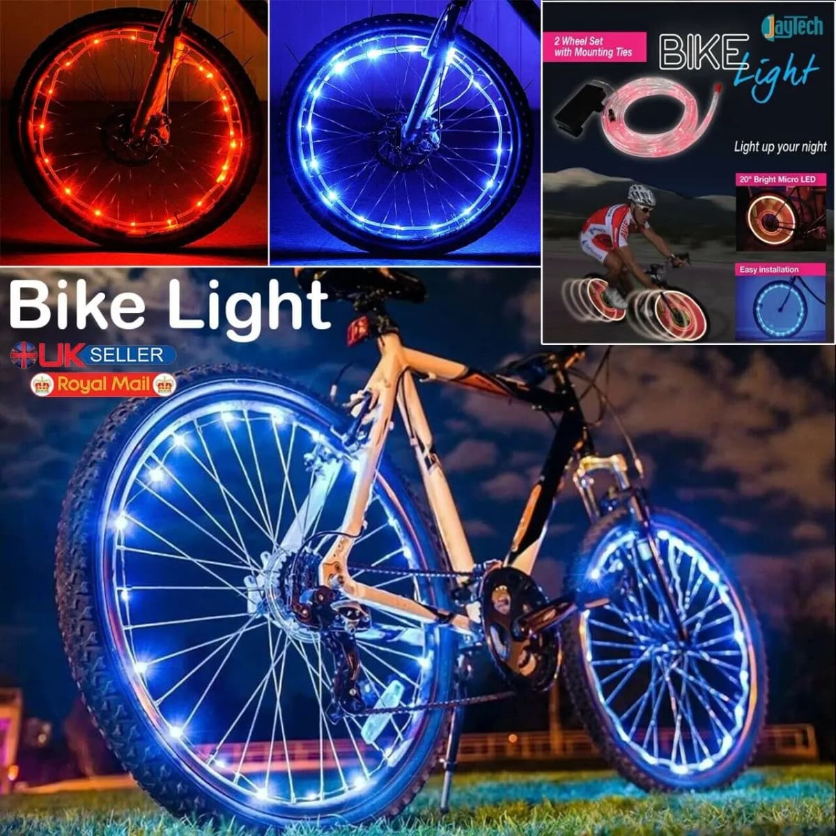 2x Safety LED Bike Bicycle Cycling Wheel Spoke Wire Tyre Bright Flash Light Lamp