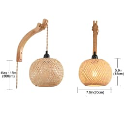 Hand Woven Bamboo Wall Lamp with Plug in Cord Farmhouse Rustic Boho Wall Sconces EU Plug Wall Lighting for Living Room Bedroom