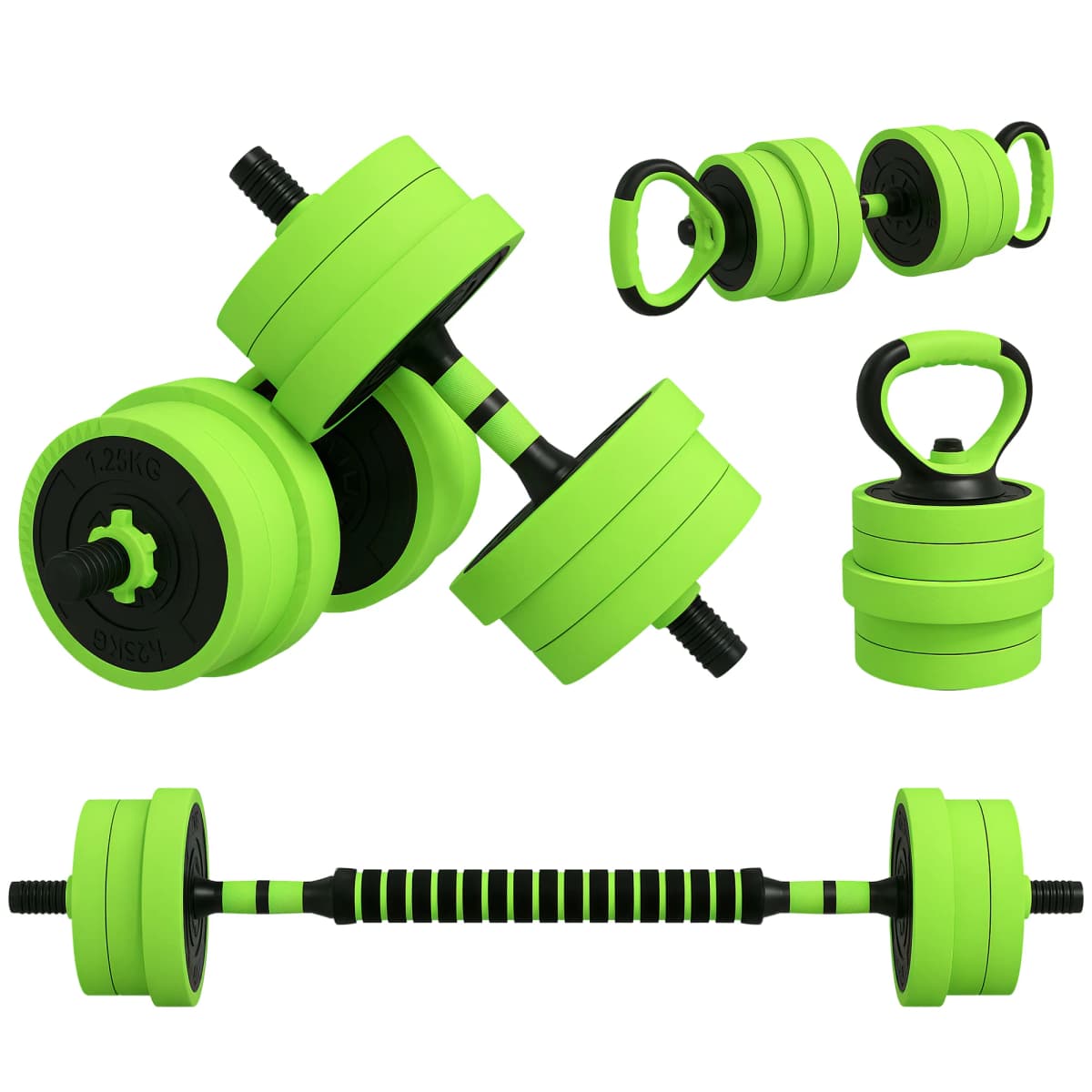 SPORTNOW 4-in-1 Adjustable Weight Dumbbells Set, Used as Barbell, Kettlebell, Push up Stand, Free Weights Set for Men and Women