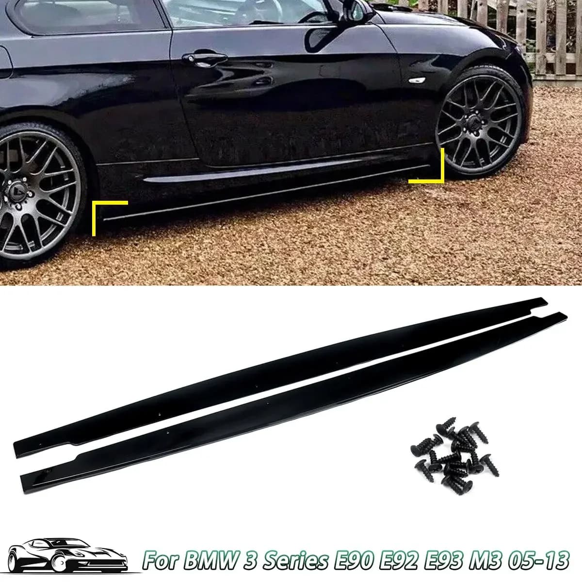 MP Style Side Skirt for BMW E90 E92 E93 M3 2005 2006 2007 2008-2013 Side Bumper Extension Panel Splitters Diffuser Bodykits