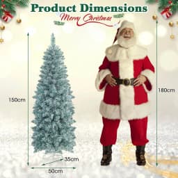DORTALA 5FT Pre-Lit Artificial Christmas Tree Hinged Pencil Xmas Tree W/ 190 LED Lights