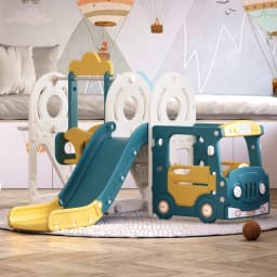 Voltsify Blue Yellow 3 in 1 Kids Toddler Swing and Slide Playset