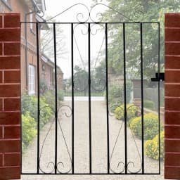 Voltsify Modern Metal Garden Gate Fence Gate Black, 85cm W x 104cm H