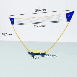 HOMCOM Portable Folding Badminton Net Set with 4 Badminton Rackets and 2 Nylon Shuttlecocks, for Adult Exercise Training