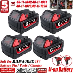 1/2/4 Pcs 5.0Ah M18 Replace for Milwaukee 18V 48-11-1850 48-11-1860 Li-on Battery Pin Compatible with 18V Cordless Power Tools