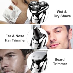 HATTEKER 3-in-1 Electric Razor for Men Wet/Dry Body Beard Hair Trimmer Rechargeable Electric Shaver Face Shaving Machine Kit