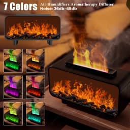 Creative Fireplace Air Humidifier Waterless Auto-Off Aroma Essential Oil Diffuser with 7-Color LED Light Remote Control for for