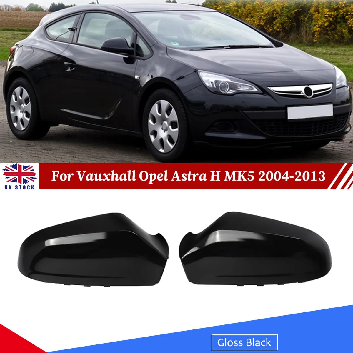 Pair Door Wing Mirror Covers Caps Gloss Black For VAUXHALL ASTRA H 2004-2009 Rearview Mirror Caps Car Side Mirror Shell Magickit