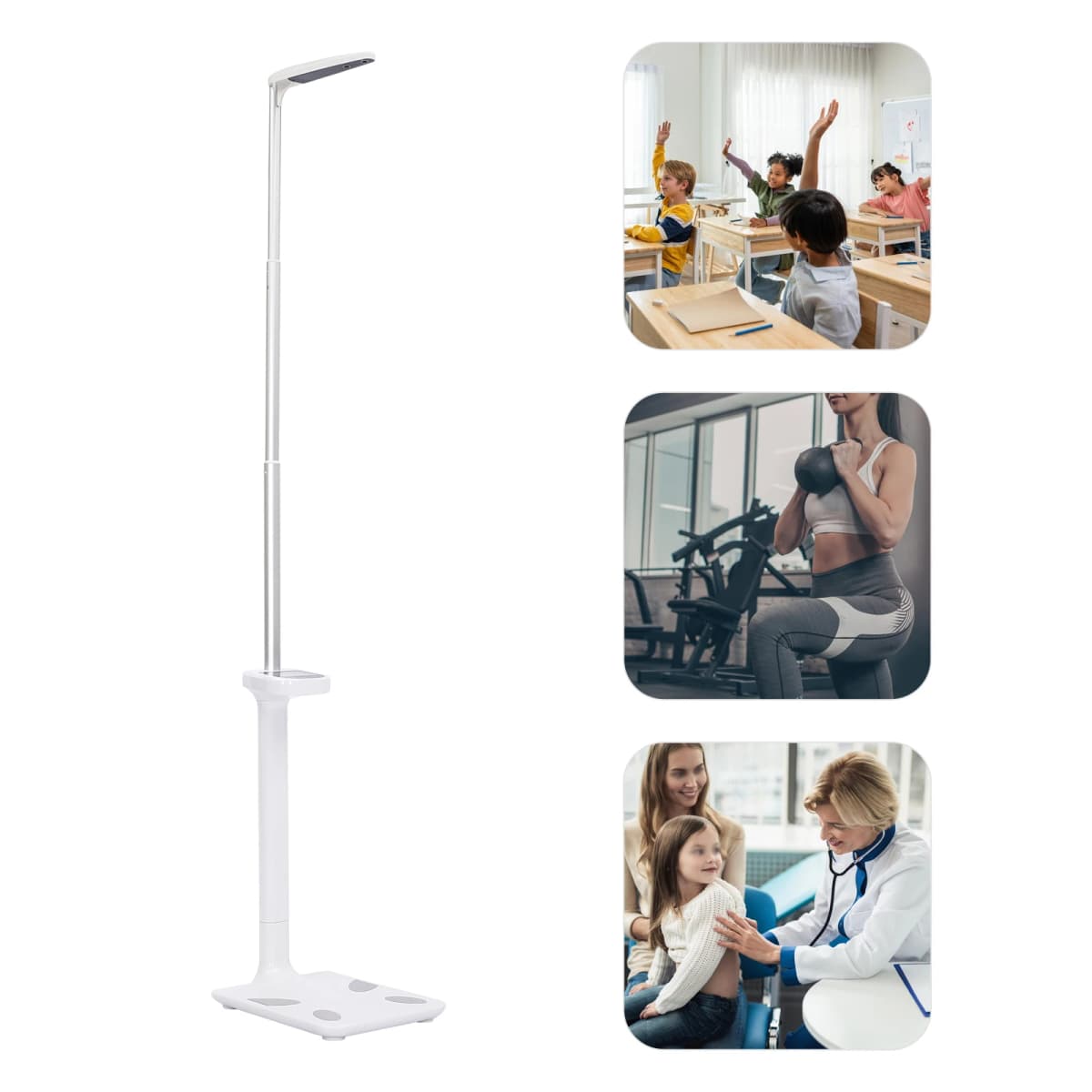 White Aluminum Digital Medical Scale,Ultrasonic Height and Weight Scale Body Fat Measuring Instrument for Hospitals,Home