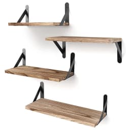 Wooden Wall-mounted Shelf 4-Tier Display Shelves Small Item Display Rack Save Space Storage Rack For Living Room Bathroom