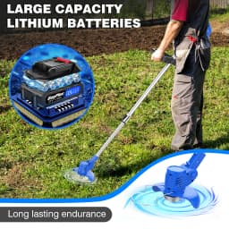 21V Cordless Weed Wacker,Battery Powered Weed Wacker 3 in 1 Rechargeable Weed Wacker Electric for Lawn Garden Yard,Blue