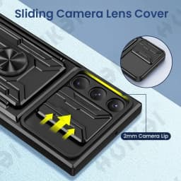 Case For Samsung Galaxy S25 S24 S23 S22 S21 Ultra Plus S20 FE A55 A35 A54 A14 4G 5G Slide Camera Card Holder 360° Ring Cover
