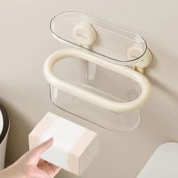 Suction Cup Tissue Box Large Capacity Wipes Holder No-Drilling Paper Towel Dispenser Multifunctional Bathroom Organizer Space