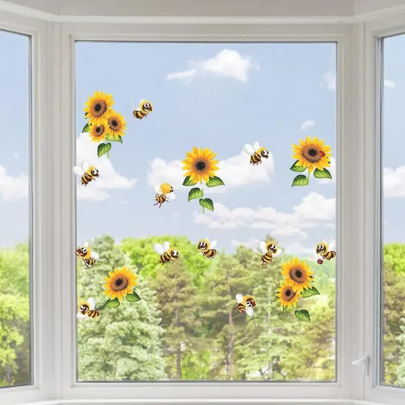 Honey Bee Window Clings Cute Honey Bee Window Clings Home Decoration Accessories Cartoon Home Wall Art For Offices Fridge