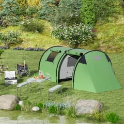 Outsunny 3-4 Man Camping Tent, Large Family Tent with Bedroom and Living Room, 3000mm Waterproof, Portable with Bag
