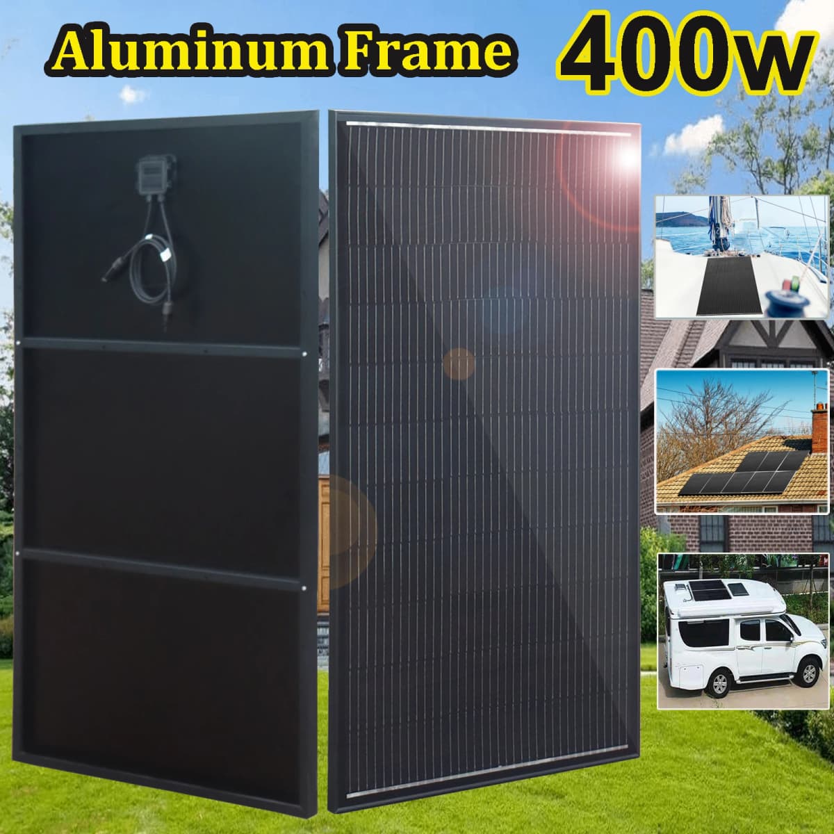 Solar Panel 400W 300W 200W 150W Kit Solar Panel Aluminum Frame Photovoltaic Panel 12V Battery Charger for Camper Boat Home RV