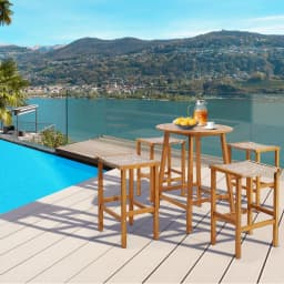 GOFLAME Set of 2 Outdoor Bar Stools 76cm Bar Height Chairs Patio High Stools Set