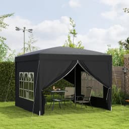 Outsunny 3 x 3(m) Pop Up Gazebo, Water and UV Resistant Party Tent Camping Canopy Marquee with Carry Bag, Black