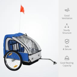 HOMCOM 18m+ 2-Seat Child Bike Trailer for Kid w/ Steel Frame Seat Belt