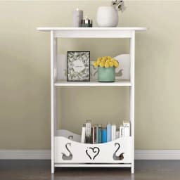 Nordic modern living room side table double layer PVC coffee table living room shelf storage table bedside table
