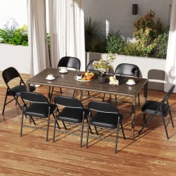 GOFLAME 2 Pack Folding Chairs Padded Party Chairs with Metal Frame-Black