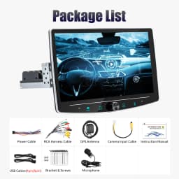 ESSGOO 10.1" 1 DIN Touch screen Universal Wireless carplay Android auto Car Stereo Radio 64G Android 14 GPS NAVI SWC BT MIC WIFI