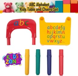 ABC Alphabet Kids Plastic Table Set Toddler Table and Chair Set for 3-7 Year Olds Educational Fun Furniture for Learning