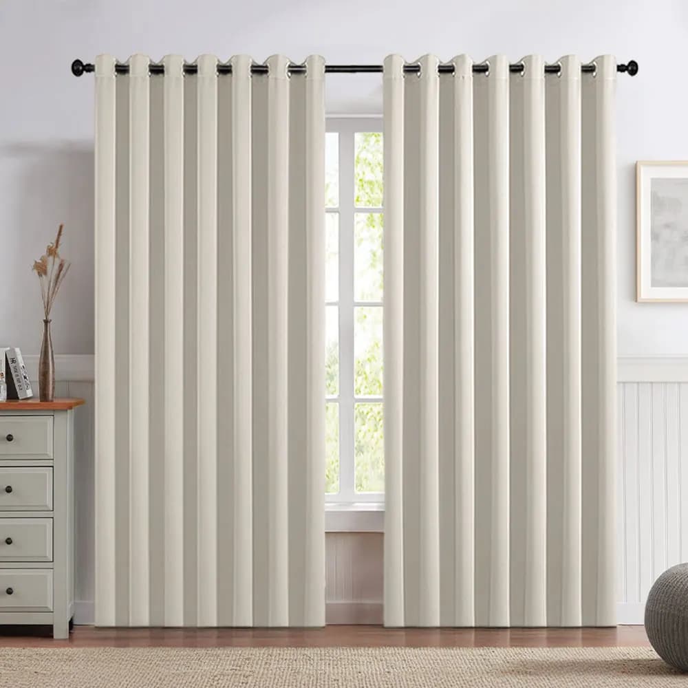 【Lifeideas】Solid Colour Grommet Top Polyester 100% Blackout Curtains Pair Home Decoration Windows Doors