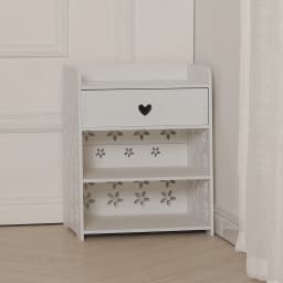 【Breeins】Hollow Carved Bird Pattern Side Table Nightstand with Drawer for Bedroom