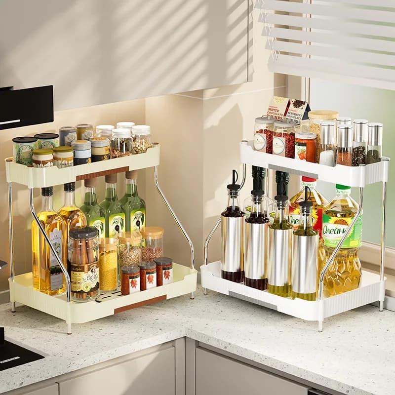 Multifunctional Kitchen Shelf,Countertop Storage Rack,Spice Bottle Seasoning Rack,Kitchen Supplies Storage Rack,Floor Spice Rack