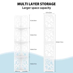 4 Tier Shower Caddy Living Room Bathroom Corner Shelf White Floor Standing Shower Corner Shelf, Waterproof PVC Storage Organizer