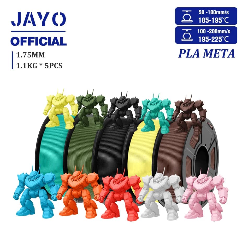 JAYO 3D Printer Filament PLA Meta 1.75MM PLA 3D Filament 5Rolls/set Toughness 3D Printing Materiasl Fit Most 3D Printers