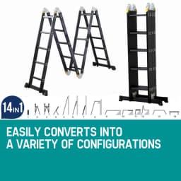 5.7M Heavy Duty Aluminium Folding Step Ladder Multi-Purpose 14 in 1 Combination Extendable Ladder 20 Steps