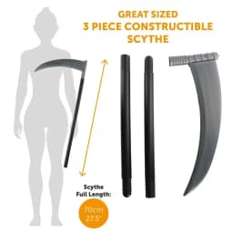 Ladies Reaper Costume - Black Dress, Wings, Face Paint & Scythe – Halloween Reaper Fancy Dress Outfit