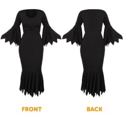 Ladies Reaper Costume - Black Dress, Wings, Face Paint & Scythe – Halloween Reaper Fancy Dress Outfit