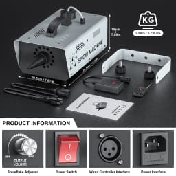 Leleght 1000W Snow Machine With Wireless Remote Control And Wired Control for Christmas Wedding Photography Parties Kid Stage