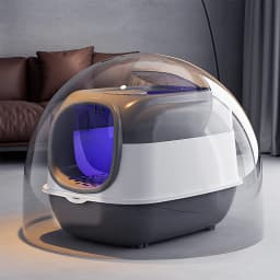 Tieker large capacity detachable cat litter box with UV disinfection lamp fully enclosed pet cat toilet with feeding bowl