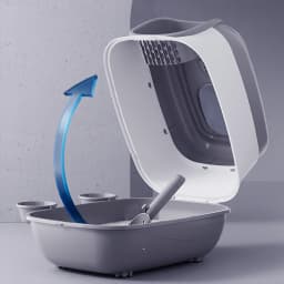 Tieker large capacity detachable cat litter box with UV disinfection lamp fully enclosed pet cat toilet with feeding bowl