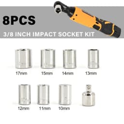 380Nm Electric Cordless Right Ratchet 3/8'' 90 Angle Wrench Power 2x Battery Kit