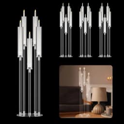 4Pcs Candelabra Centerpieces, Tall Candelabra, Clear Candle Taper Candlestick Holder, 5 Arm Candlesticks Holder for LED Candle
